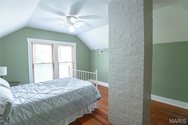 110 W Scioto St, St James, MO 65559 - bedroom with wood finished floors, vaulted ceiling, and ceiling fan