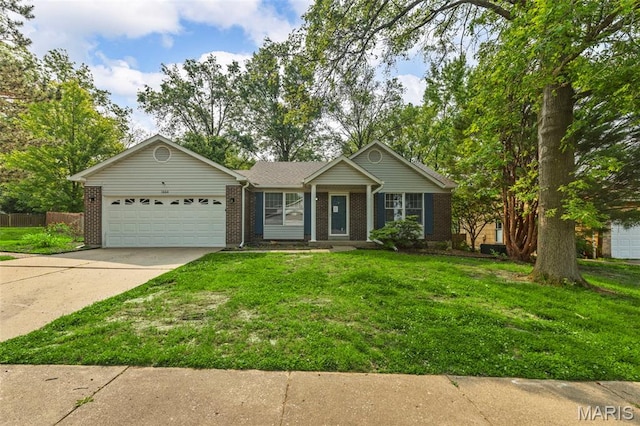 1064 Pinecone Trl, Florissant, MO 63031 - ranch-style house featuring an attached garage, brick siding, and driveway