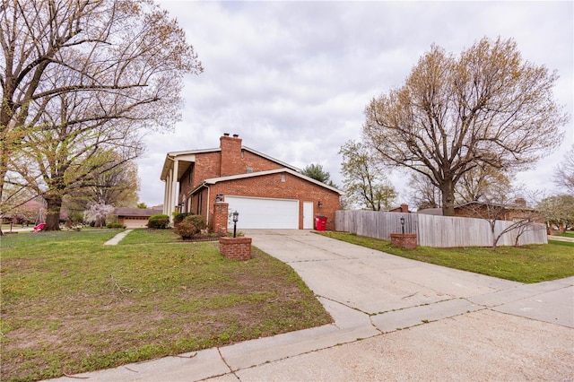 112 Summer Dr, Sikeston, MO 63801 - view of property exterior featuring brick siding, a chimney, concrete driveway, and a garage