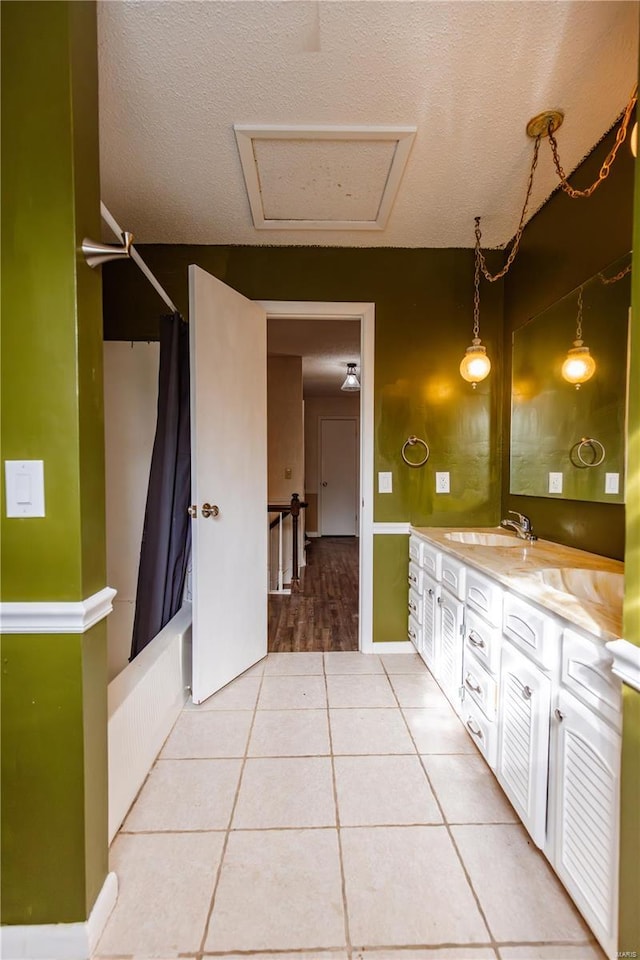 112 Summer Dr, Sikeston, MO 63801 - bathroom with double vanity, tile patterned floors, and shower / tub combo