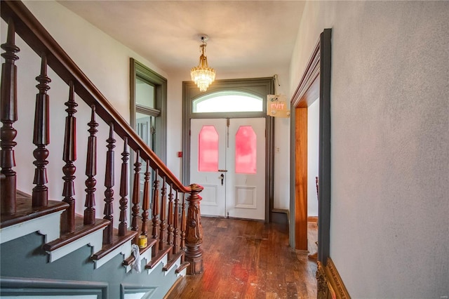 1508 State Route 140, Smithboro, IL 62284 - foyer entrance featuring a chandelier, wood finished floors, and stairway