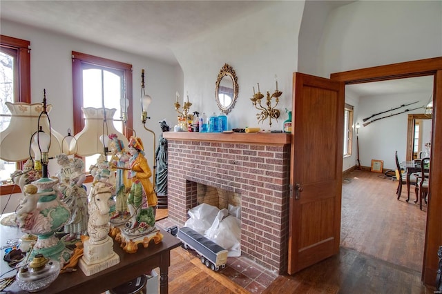 1508 State Route 140, Smithboro, IL 62284 - living area with wood finished floors and a brick fireplace