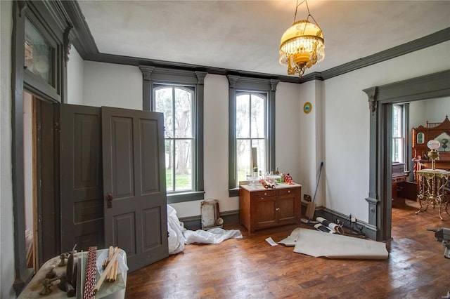 1508 State Route 140, Smithboro, IL 62284 - misc room featuring crown molding, wood finished floors, and a chandelier