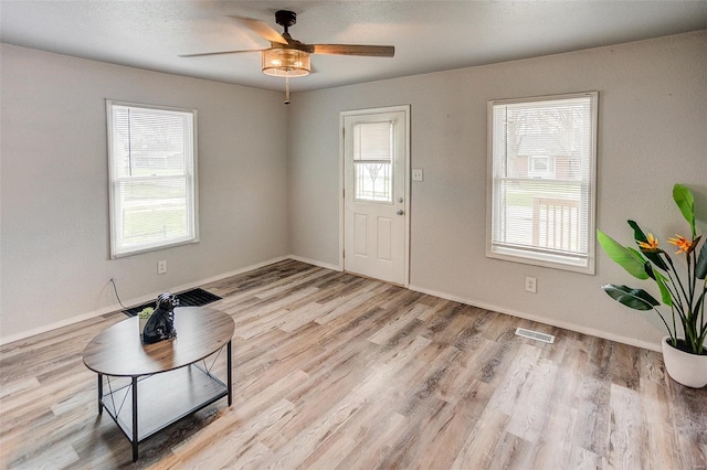 1810 N Van Buren St, Litchfield, IL 62056 - entryway featuring ceiling fan, wood finished floors, and baseboards