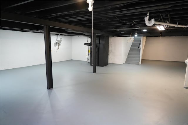 9235 Catalina Dr, Saint Louis, MO 63136 - finished below grade area with stairway and gas meter