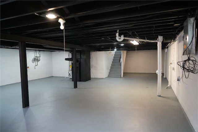 9235 Catalina Dr, Saint Louis, MO 63136 - finished basement with stairway and heating unit