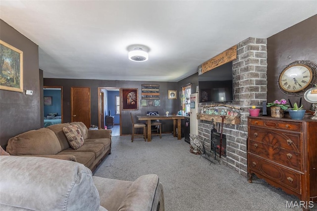 345 Johns Branch Rd, Wappapello, MO 63966 - carpeted living area with a fireplace