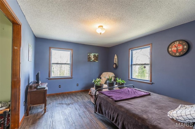 345 Johns Branch Rd, Wappapello, MO 63966 - bedroom with wood finished floors, a textured ceiling, and baseboards
