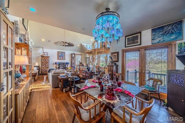 20955 Rye Ln, Richland, MO 65556 - dining room featuring french doors, hardwood / wood-style flooring, and recessed lighting