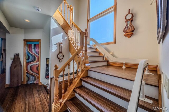 20955 Rye Ln, Richland, MO 65556 - stairway with wood finished floors and recessed lighting