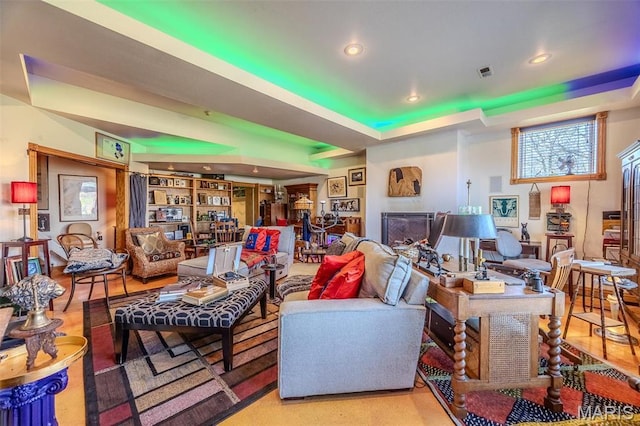20955 Rye Ln, Richland, MO 65556 - living area featuring recessed lighting and a raised ceiling