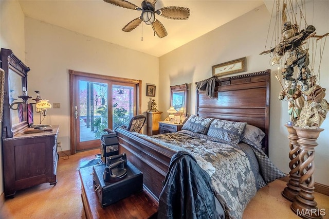 20955 Rye Ln, Richland, MO 65556 - bedroom featuring access to exterior and a ceiling fan