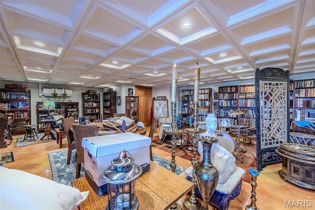 20955 Rye Ln, Richland, MO 65556 - misc room featuring decorative columns and coffered ceiling