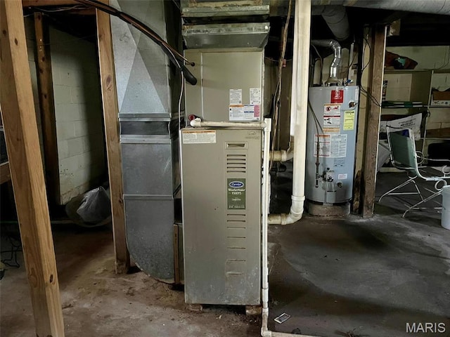 utility room with water heater