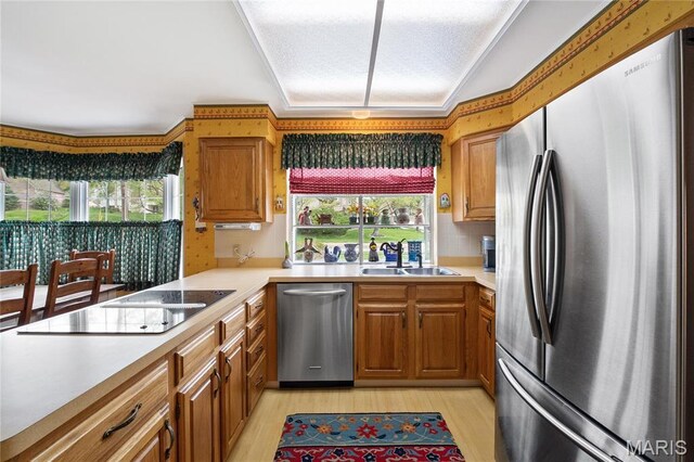 405 Seven Gables Ct, Chesterfield, MO 63017 - kitchen featuring stainless steel appliances, a sink, and light countertops