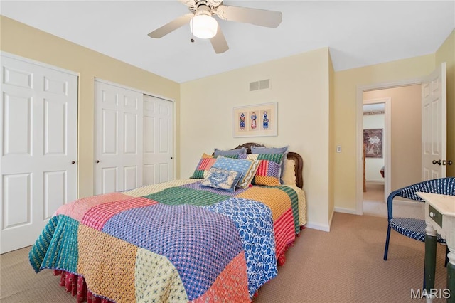 405 Seven Gables Ct, Chesterfield, MO 63017 - bedroom with carpet flooring, a closet, baseboards, and a ceiling fan