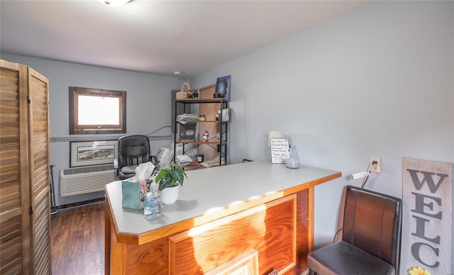office with dark wood-style floors
