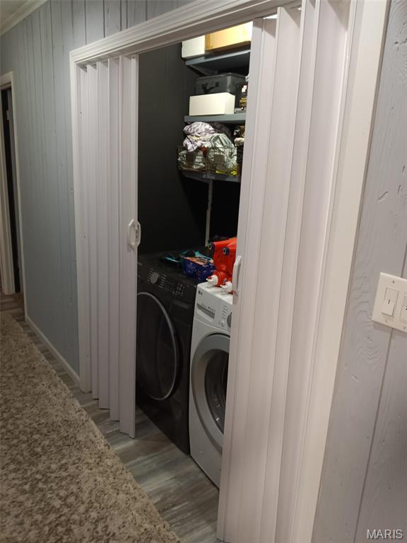 708 E Candy Cane Ln, West Frankfort, IL 62896 - washroom featuring washer and dryer and light wood-style floors