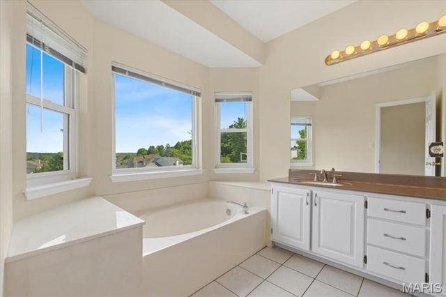 13374 Wintergreen Estates Dr, Fenton, MO 63026 - full bathroom with tile patterned flooring, vanity, and a garden tub