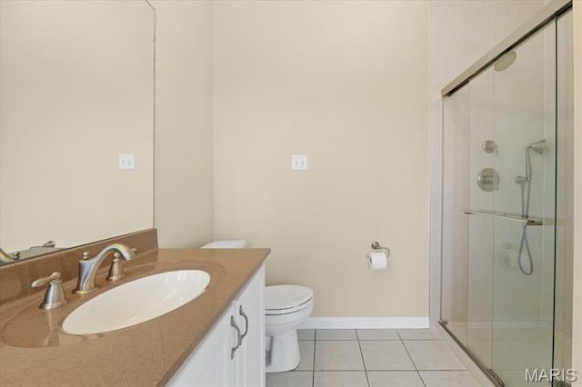 13374 Wintergreen Estates Dr, Fenton, MO 63026 - full bath with tile patterned floors, a shower stall, and vanity