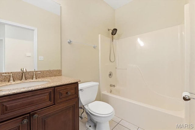 13374 Wintergreen Estates Dr, Fenton, MO 63026 - full bathroom with tile patterned floors, vanity, and tub / shower combination