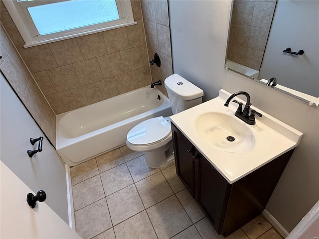 1418 Broadlawns Ln, Saint Louis, MO 63138 - bathroom featuring toilet, tile patterned flooring, vanity, and bathing tub / shower combination