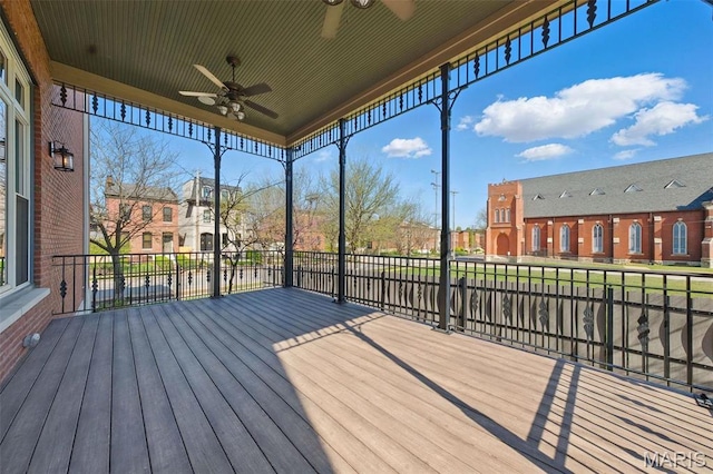 1212 Dolman St, Saint Louis, MO 63104 - wooden deck with ceiling fan