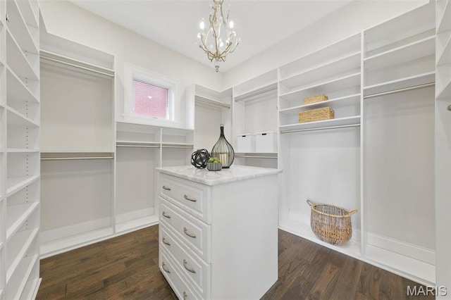 1212 Dolman St, Saint Louis, MO 63104 - walk in closet with dark wood-style flooring and a chandelier