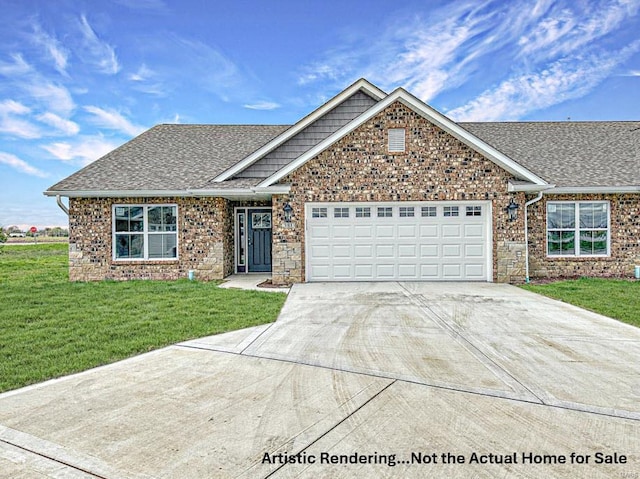 3 Sonata Ln, Troy, IL 62294 - view of front facade with an attached garage, driveway, a front lawn, and a shingled roof