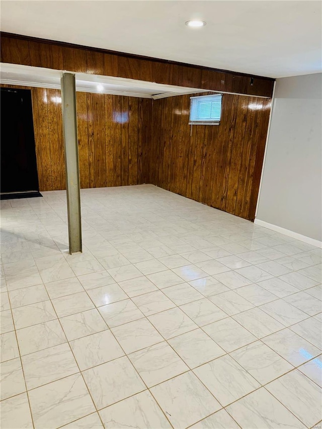 4400 Mohegan Dr, Saint Louis, MO 63123 - finished basement featuring wooden walls and baseboards