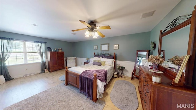 705 Linder Blvd, Greenville, IL 62246 - bedroom with light wood finished floors and ceiling fan
