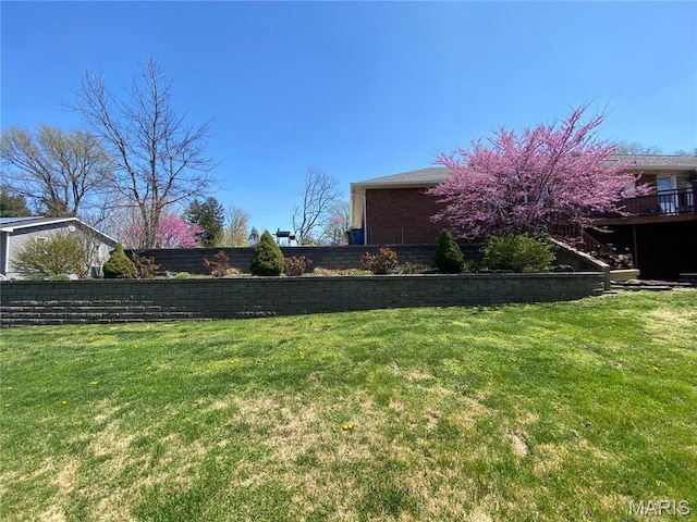 705 Linder Blvd, Greenville, IL 62246 - view of yard featuring stairway and a deck