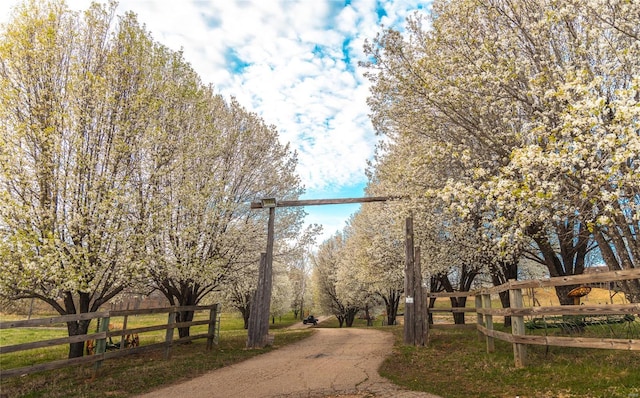 view of home's community with fence