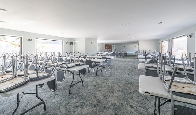 workout area with carpet flooring and plenty of natural light