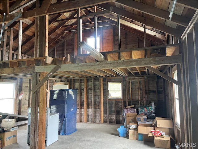 view of unfinished attic