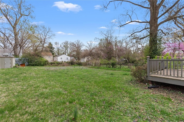 248 S Barat Ave, Ferguson, MO 63135 - view of yard featuring a deck, a shed, and an outbuilding