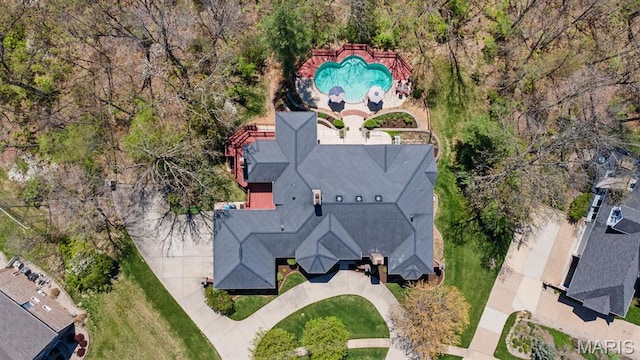 1416 Haarman Oak Dr, Wildwood, MO 63005 - view from above of property with a pool area