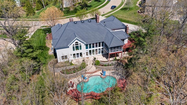 1416 Haarman Oak Dr, Wildwood, MO 63005 - aerial view of property and surrounding area with a pool