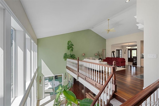 1416 Haarman Oak Dr, Wildwood, MO 63005 - corridor featuring wood finished floors and high vaulted ceiling