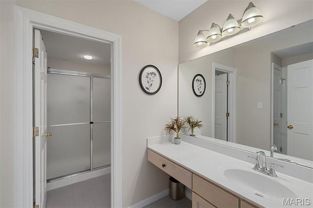 1416 Haarman Oak Dr, Wildwood, MO 63005 - full bath with vanity, tile patterned floors, and a stall shower