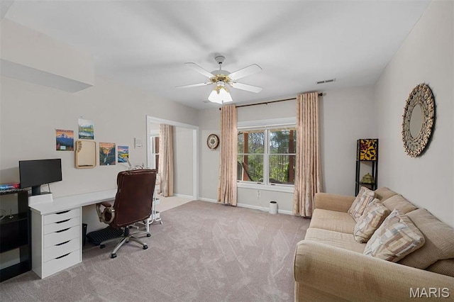 1416 Haarman Oak Dr, Wildwood, MO 63005 - office featuring light carpet and a ceiling fan