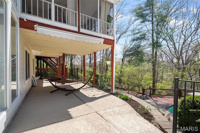 1416 Haarman Oak Dr, Wildwood, MO 63005 - view of patio featuring stairway and a wooden deck