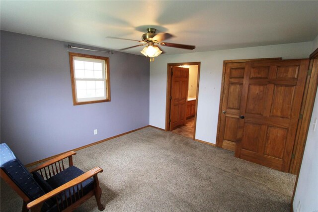 634 Ccam Rose Ln, Perryville, MO 63775 - unfurnished bedroom featuring carpet flooring, baseboards, ensuite bath, and ceiling fan