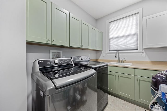 351 Oak Stand Ct, Chesterfield, MO 63005 - clothes washing area with separate washer and dryer, cabinet space, and light tile patterned floors