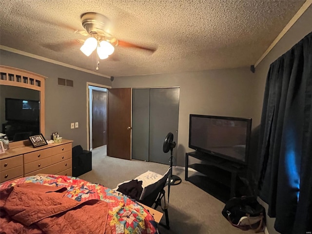 515 Rue Lamande, Bonne Terre, MO 63628 - bedroom featuring light colored carpet, a textured ceiling, and ceiling fan
