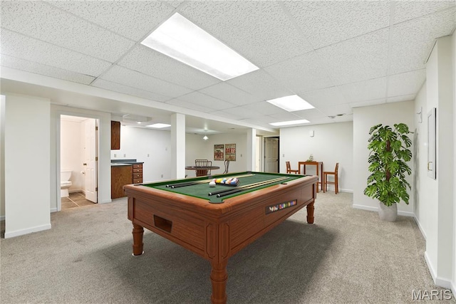 1827 Pheasant Run Dr, Maryland Heights, MO 63043 - game room featuring pool table, light colored carpet, and a paneled ceiling