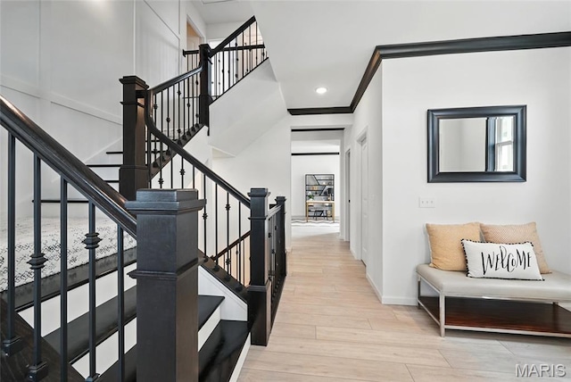 713 Alban Aly, Ofallon, MO 63368 - stairs featuring wood finished floors, baseboards, and recessed lighting
