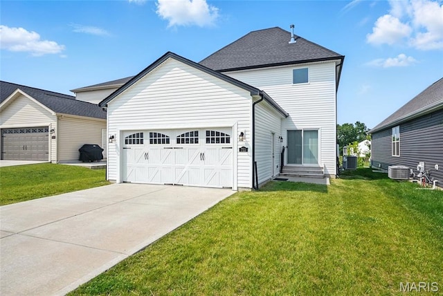 713 Alban Aly, Ofallon, MO 63368 - traditional-style house featuring a garage, driveway, a front lawn, and entry steps