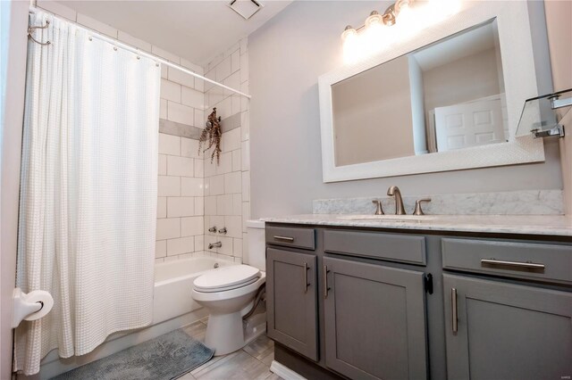 5507 Waterman Blvd Unit C, Saint Louis, MO 63112 - bathroom featuring toilet, vanity, and shower / bathtub combination with curtain