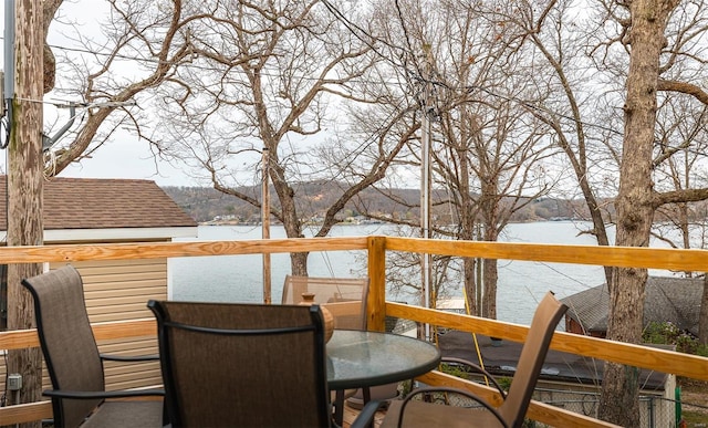 15 Allen Cir, Sunrise Beach, MO 65079 - balcony with a water view and outdoor dining area